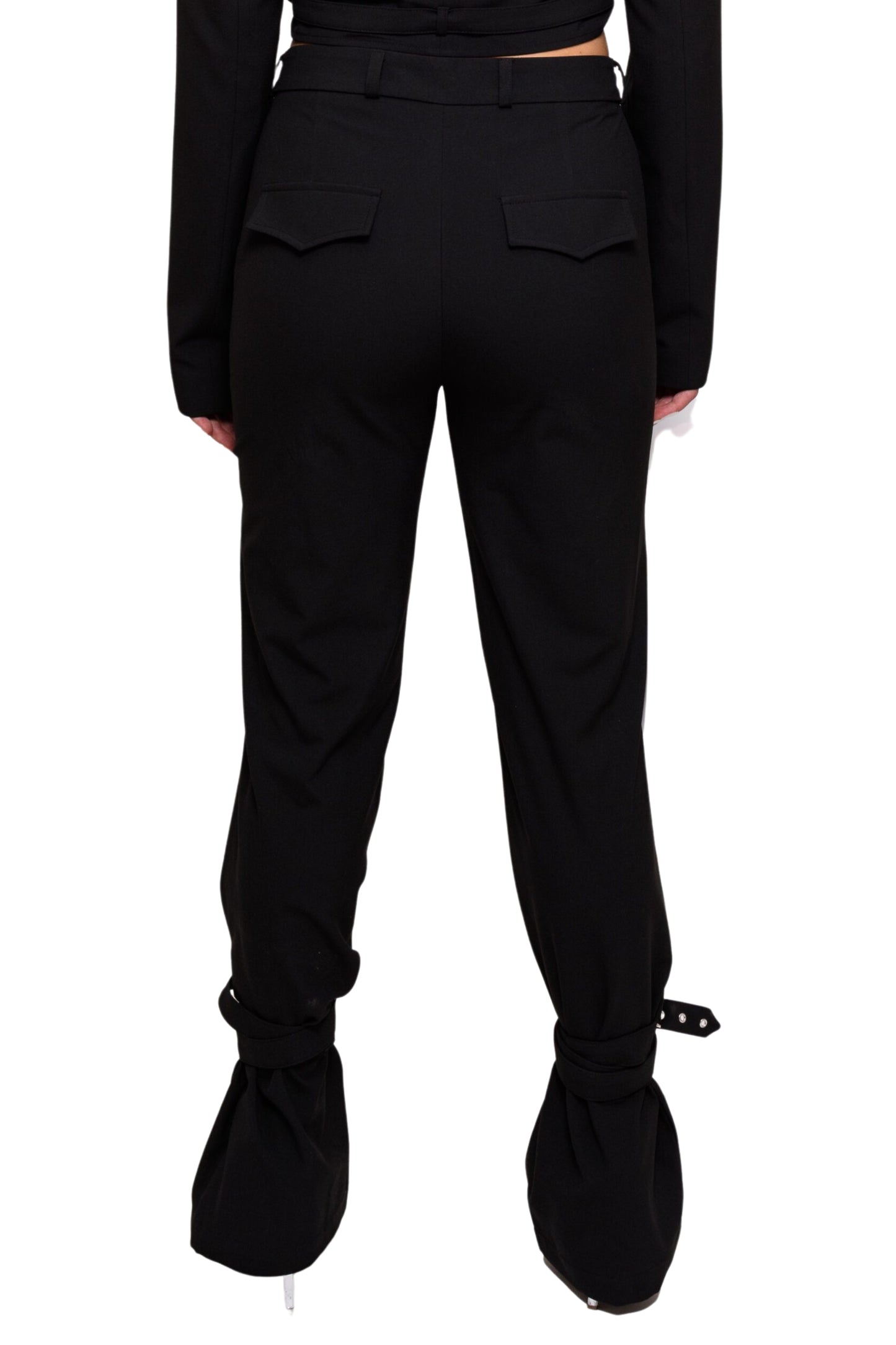 pants with belts on lower part