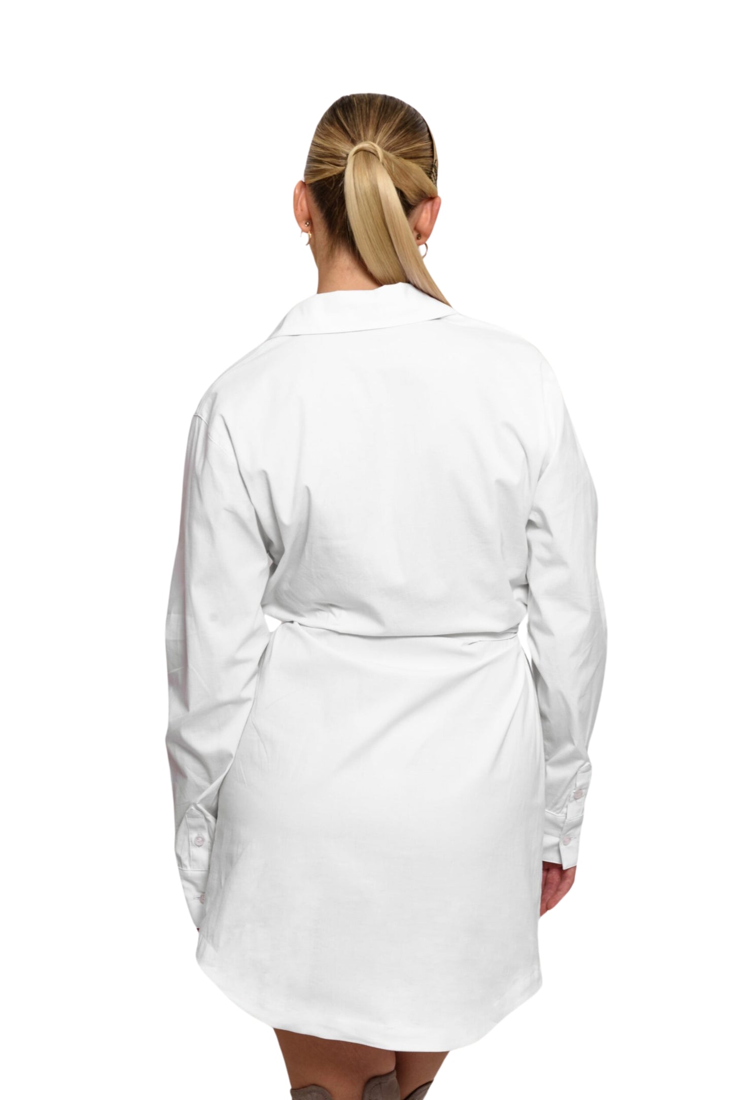 poplin white dress back