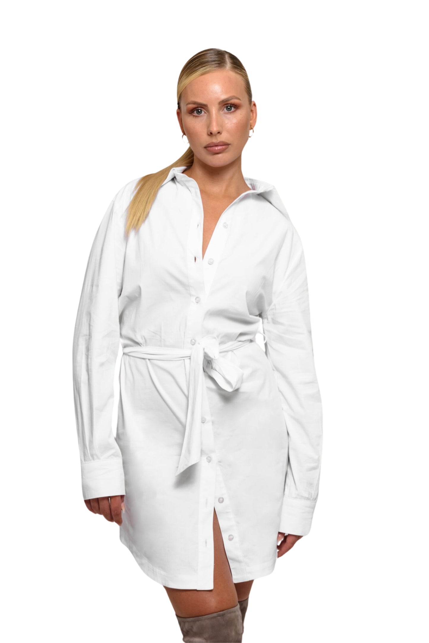 poplin white dress front
